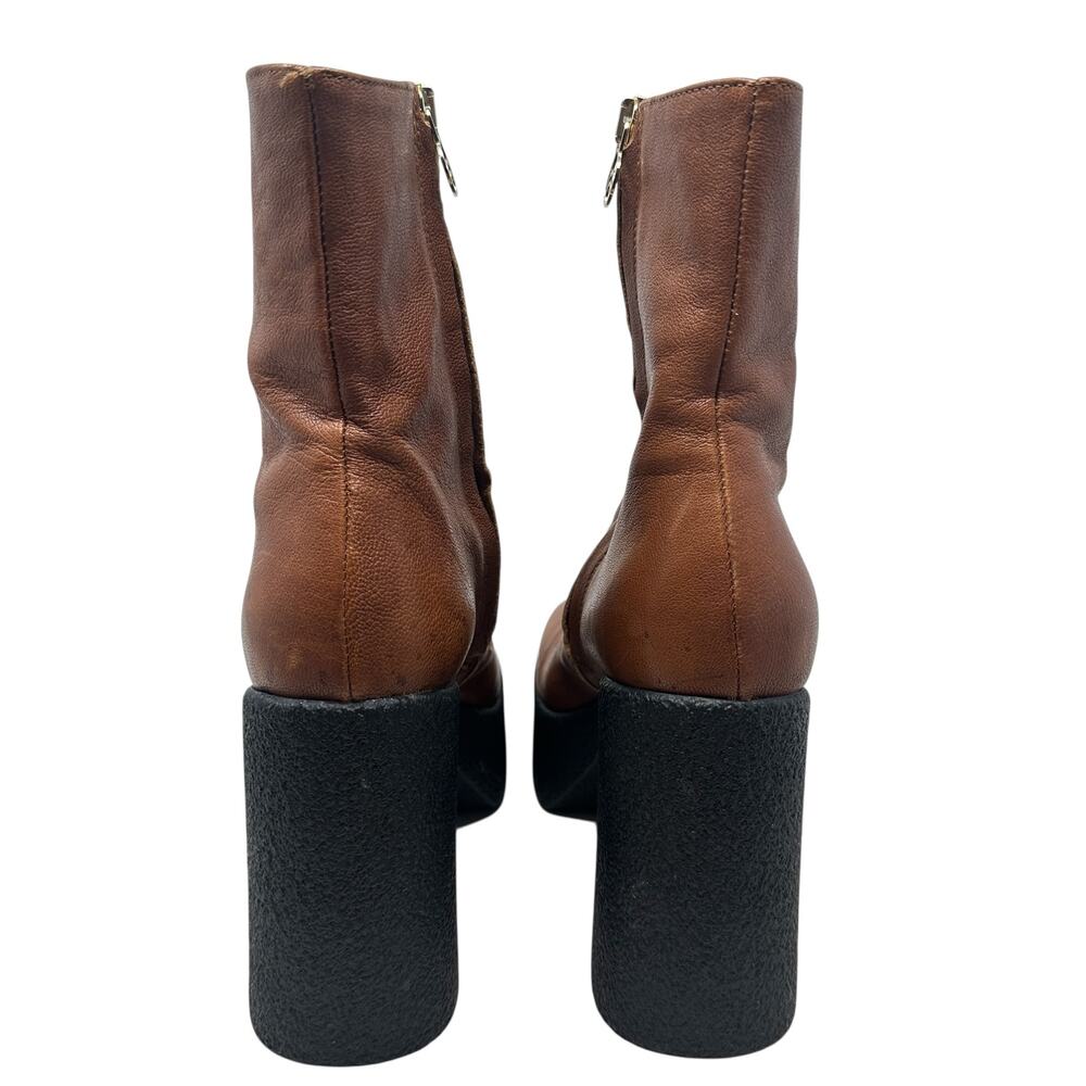 Brother Vellies Empire Platform Ankle Boots Brown Leather Made Italy Womens 6 - Picture 10 of 16